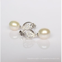 925 Boucles d&#39;oreilles en perles d&#39;eau douce en argent (ER1415)